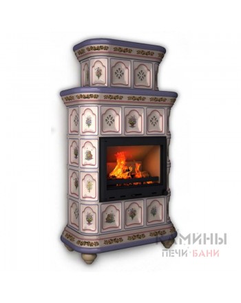 Изразцовый камин Истра пристенный двухъярусный Роспись