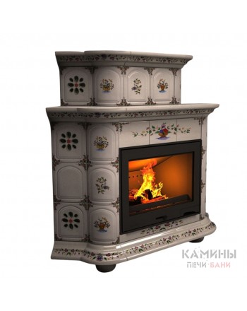 Изразцовый камин Прованс угловой двухъярусный Роспись
