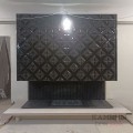 Современный камин с открытой топкой в майоликовой глазури