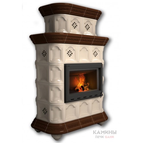 Изразцовый камин Истра КимрПечь пристенный двухъярусный однотонный B