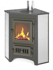 Печь-камин Везувий ПК-01 (220) с конфоркой УГЛОВОЙ, БЕЖЕВЫЙ