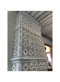 Пристенный изразцовый камин "Элеганс 20x20" в пастельной росписи