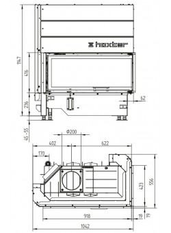 Каминная топка Hoxter ECKA 90/40/40Rh Правосторонняя