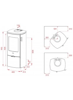 Печь-камин Lotus MONDO 3 Indian Night cast-iron topplate