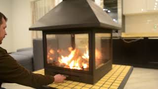 Растопка панорамного камина Cube (качество видео среднее)