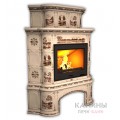 Изразцовый камин Прованс КимрПечь угловой двухъярусный с дровником Художественный