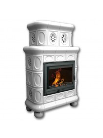 Изразцовый камин Медальон центральный двухъярусный однотонный А