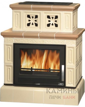 Печь камин керамическая ABX VALENCIE, с кафельным цоколем Печь камин керамическая ABX VALENCIE, с кафельным цоколем
