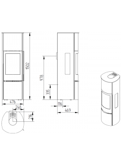 Печь-камин Jydepejsen Cozy Classic High с боковым стеклом