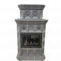 Изразцовый камин Истра КимрПечь центральный двухъярусный Серый