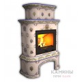 Изразцовый камин Прованс КимрПечь пристенный двухъярусный с дровником Роспись