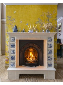 Изразцовый камин коллекции "Голландия" с дровником и ручной росписью 1560