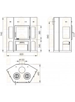 Печь-камин Мета-Бел Енисей с плитой