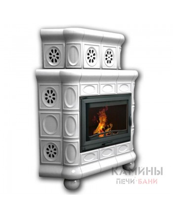 Изразцовый камин Медальон угловой двухъярусный однотонный А