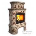 Изразцовый камин Прованс КимрПечь пристенный двухъярусный с дровником Художественный