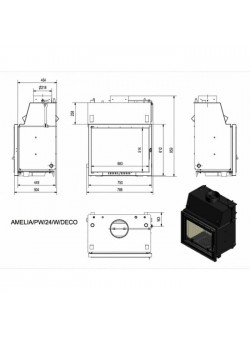 Каминная топка Kratki Amelia/PW/24/W/DECO (змеевик)
