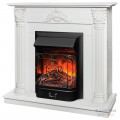 Каминокомплект STEFANIA/ВИОЛА Белый фактурный с золотой патиной с очагом Электроочаг MAJESTIC LUX RC/МАДЖЕСТИК С ПУЛЬТОМ