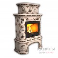 Изразцовый камин Прованс КимрПечь пристенный двухъярусный с дровником Художественный