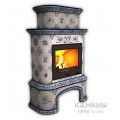 Изразцовый камин Прованс КимрПечь пристенный двухъярусный с дровником Роспись
