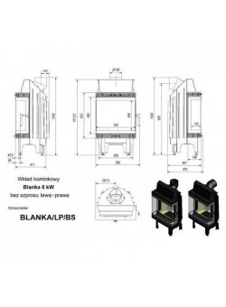 Каминная топка Kratki Blanka LP/BS (угловое стекло слева-справа)