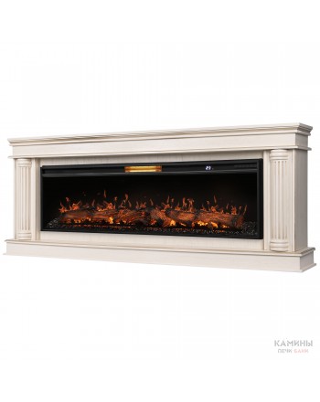 Каминокомплект: Очаг Royal Thermo Aurora RTFP/P-AR60LS, портал Olympia 60 сл. кость с зол. патиной