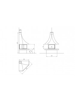 Пристенный угловой камин LOFT - 23 с рамочным остеклением 