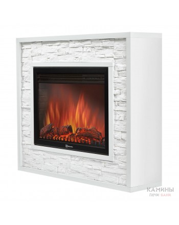 Каминокомплект: ОчагElectrolux EFP/P-3020LS с порталом Loft 30 камень белый, белая эмаль