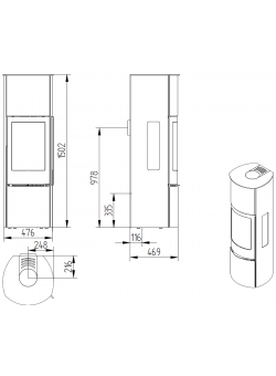 Печь-камин Jydepejsen Cozy Modern High с боковым стеклом