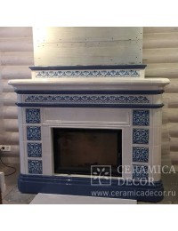 Облицовка камина АСТОВ ПС 800 до полки изразцами Элеганс с росписью