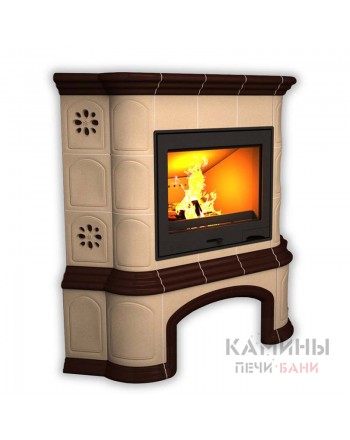 Изразцовый камин Прованс угловой однотонный В с дровником