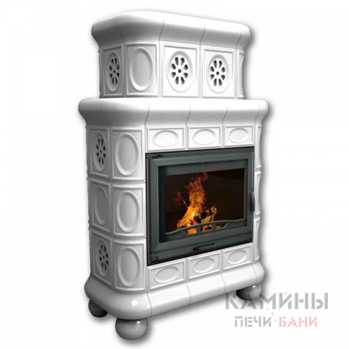 Изразцовый камин Медальон КимрПечь центральный двухъярусный однотонный А Изразцовый камин Медальон КимрПечь центральный двухъярусный однотонный А
