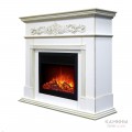Каминокомплект BEETHOVEN/БЕТХОВЕН Белый дуб с золотой патиной с очагом Электроочаг MOONBLAZE LUX/МУНБЛЕЙЗ