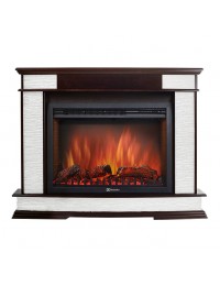 Каминокомплект: Очаг Electrolux EFP/P-2520LS,портал Scala 25 сланец скалистый белый, шпон тёмный дуб