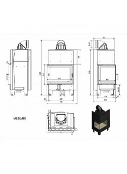 Каминная топка Kratki MBZ/L/BS (угловое стекло слева)