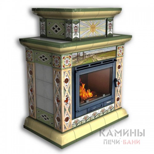 Изразцовый камин Билибин КимрПечь центральный двухъярусный Художественный Изразцовый камин Билибин КимрПечь центральный двухъярусный Художественный