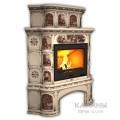 Изразцовый камин Прованс КимрПечь угловой двухъярусный с дровником Художественный