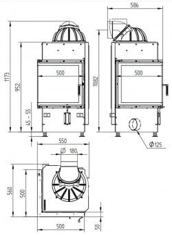 Каминная топка Hoxter ECKA 51/51/51L Левосторонняя