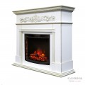 Каминокомплект BEETHOVEN/БЕТХОВЕН Белый дуб с золотой патиной с очагом Электроочаг EVRIKA 25.5