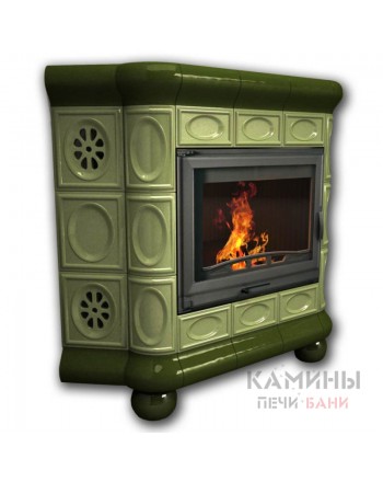 Изразцовый камин Медальон угловой однотонный В