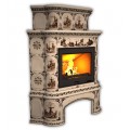 Изразцовый камин Прованс КимрПечь угловой двухъярусный с дровником Художественный