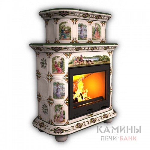 Изразцовый камин Прованс КимрПечь пристенный двухъярусный Художественный