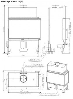 Каминная топка Romotop HEAT R/L 2g S 70.44.33.13 угловая с цельным стеклом