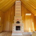 Высокий (6,3м) изразцовый камин с панно и росписью Высокий (6,3м) изразцовый камин с панно и росписью