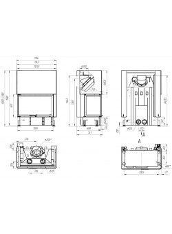 Каминная топка ДЕЛЬТА 1000 L два стекла левая принтинг