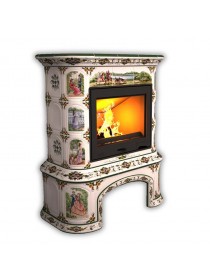 Изразцовый камин Прованс центральный с дровником Художественный