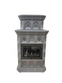 Изразцовый камин Истра центральный двухъярусный Серый