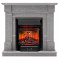 Каминокомплект ANDREA/АЛЬФА Мрамор серый с очагом Электроочаг MAJESTIC LUX RC/МАДЖЕСТИК С ПУЛЬТОМ