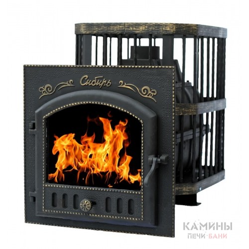 Чугунная банная печь Сибирь-24 с каминной топочной дверцей (545х545) Чугунная банная печь Сибирь-24 с каминной топочной дверцей (545х545)