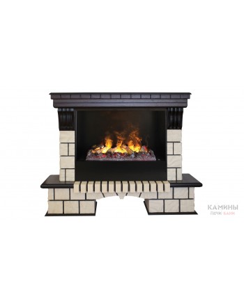 Электрокамин Stone 26 AO с очагом 3D Cassette 630 + Black вставка