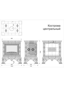 Изразцовый камин Кострома центральный однотонный А